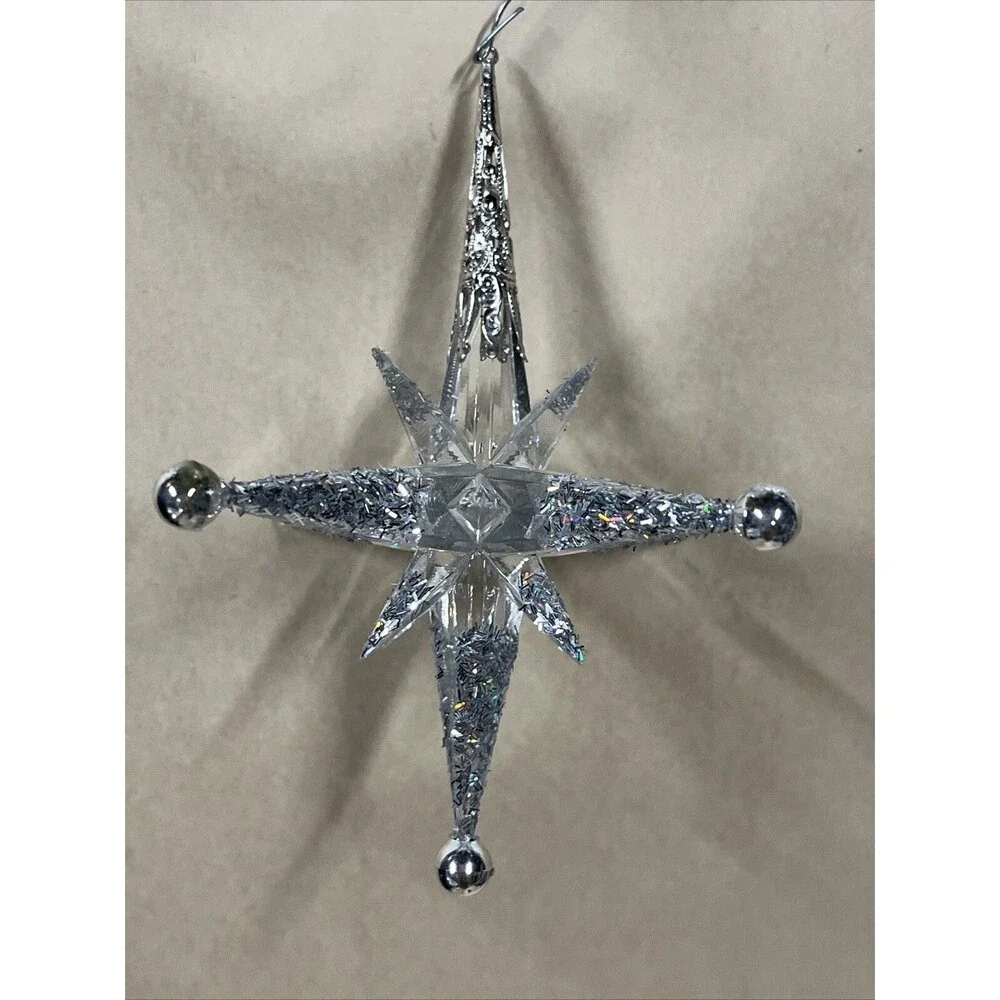 VTG 5pcs‎ Various Christmas Snowflake  Hanging Ornament Acrylic/ Beads Rare